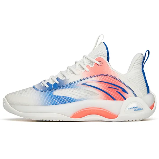 ANTA Cement Bubble 2.0 Basketball Shoes Men Low-Top Ivory White/Royal Blue/Radiant Red