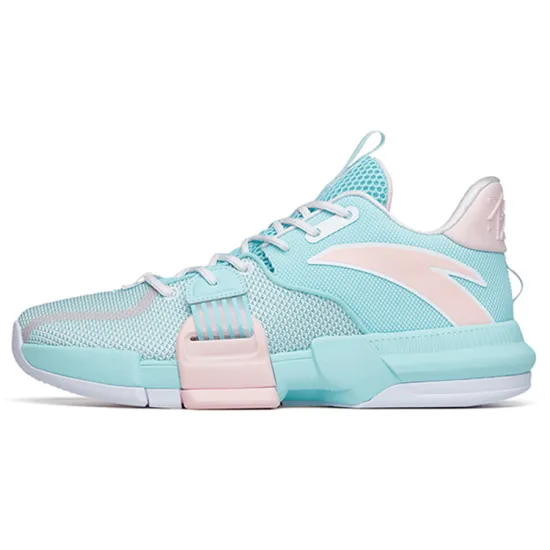 Anta Craze 1 TD Anti Slip Wear Resistant Low Top Basketball Shoes Blue Pink