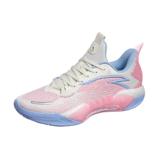 ANTA Shock Wave 5 Basketball Shoes Men Low-Top White Pink