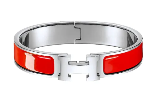 HERMES Clic H Enamel Bangles Women's Red