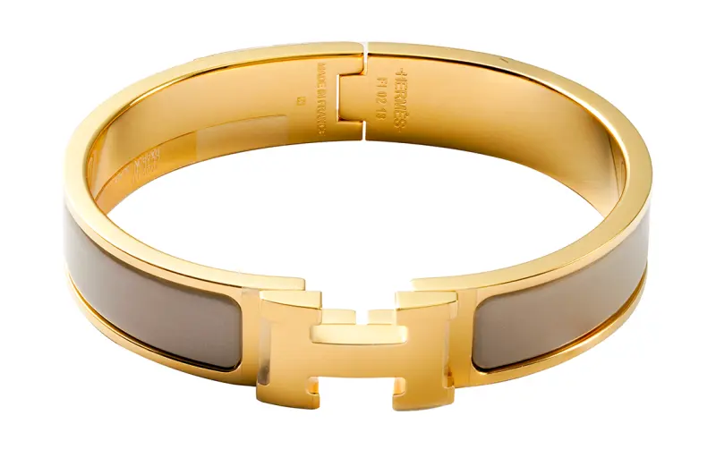 HERMES Clic H Enamel Bangles Women's Milk Tea Light Umber Gold