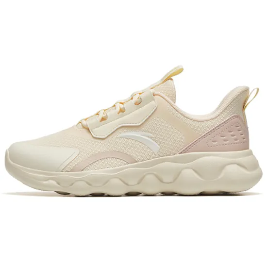 ANTA Sheepskin Running Shoes Women's Low-Top Oatmeal White/Wheat Pink
