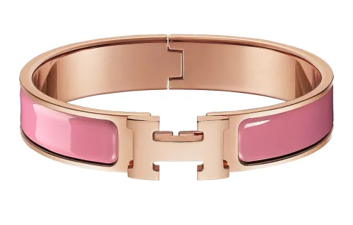 HERMES Clic H Enamel Bangles Women's Rose Gold