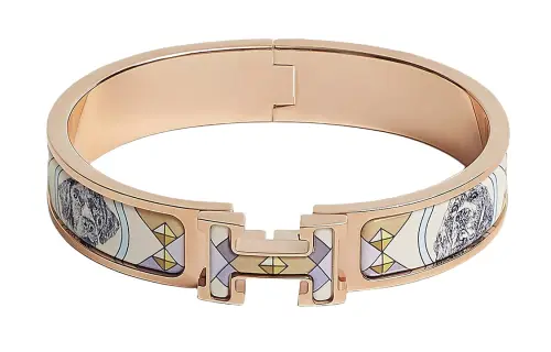 HERMES Clic H Enamel Bangles Women's Lilac