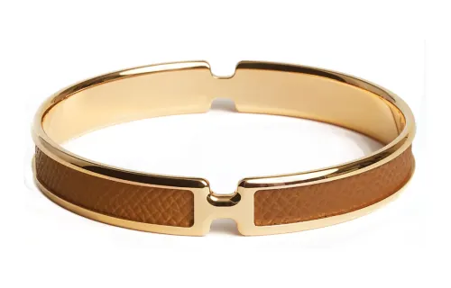 HERMES Olympe 18K Gold Metal Bangles Women's Gold