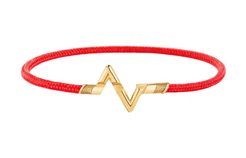 LOUIS VUITTON Volt 18K Gold Polyamide Bangle Unisex Red