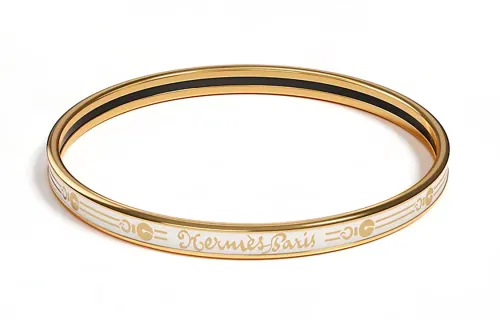 HERMES Enamel Bangles Unisex Gold