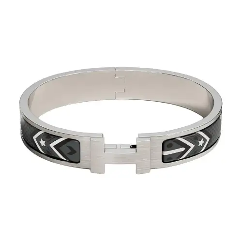 HERMES Clic H Bangles Unisex Silver
