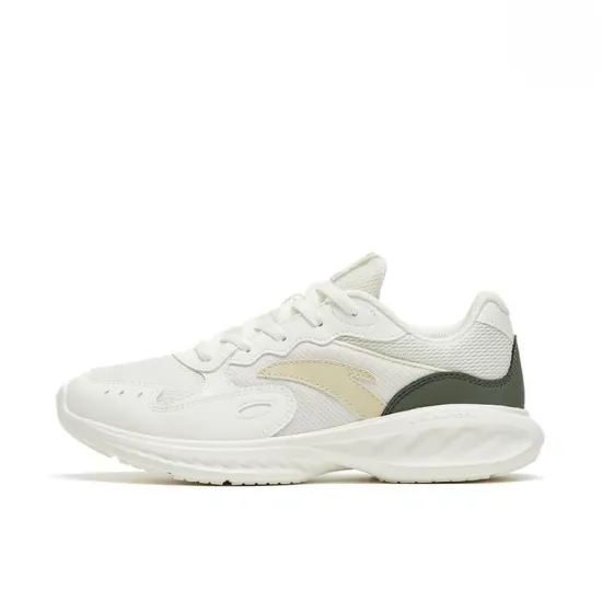 ANTA Nebula Running Shoes Women's Low-Top Ivory White/Beige Yellow/Asphalt Gray