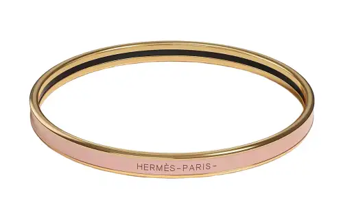HERMES Enamel Bangles Women's Gold/Pink