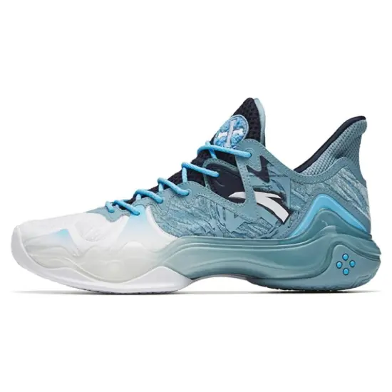 ANTA Shock Wave 4 Basketball Shoes Men Low-Top Blue/White
