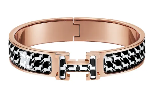 HERMES Clic H Enamel Bangles Women's Black White Dual Poles