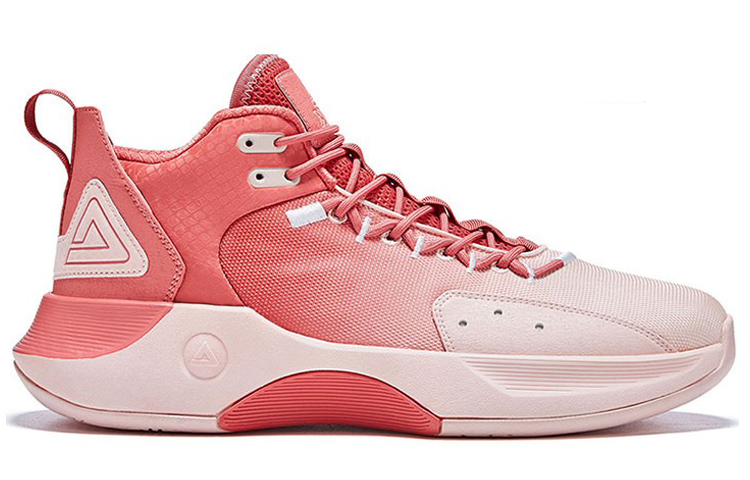 PEAK Nomadic Cushioning Slip Resistant Abrasion Resistant Mid top Performance Basketball Shoes Men’s Peach Red