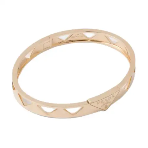 PRADA Brand Logo 750 Gold Bangles Women's Gold
