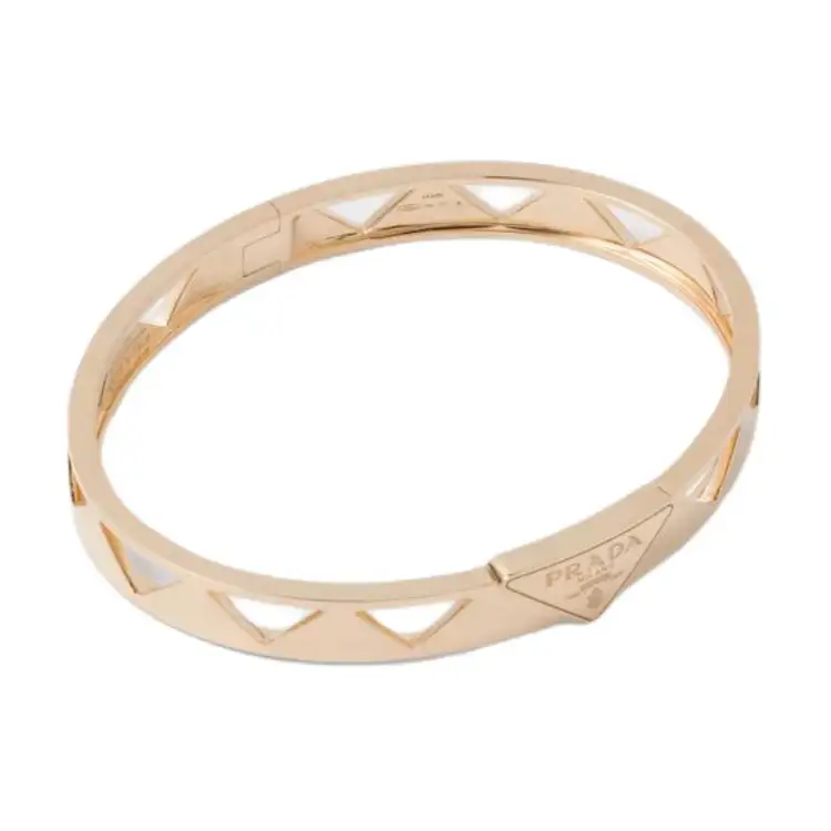 PRADA Brand Logo 750 Gold Bangles Women's Gold