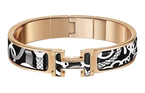 HERMES Clic H Bangles Women's Rose Gold
