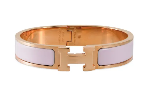 HERMES Clic H Bangles Women's Rose Gold