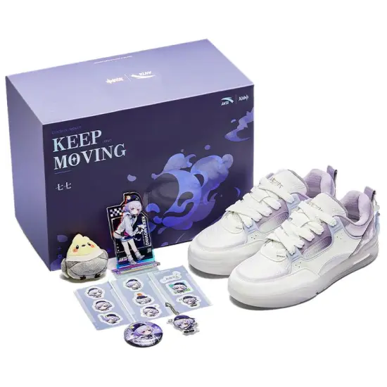 Genshin X ANTA Skateboard Shoes Men Low-Top Papyrus White/Mulberry Purple