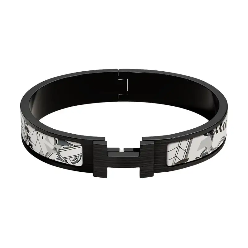 HERMES Clic H Bangles Unisex Black