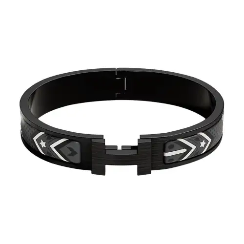 HERMES Clic H Enamel Bangles Unisex Black