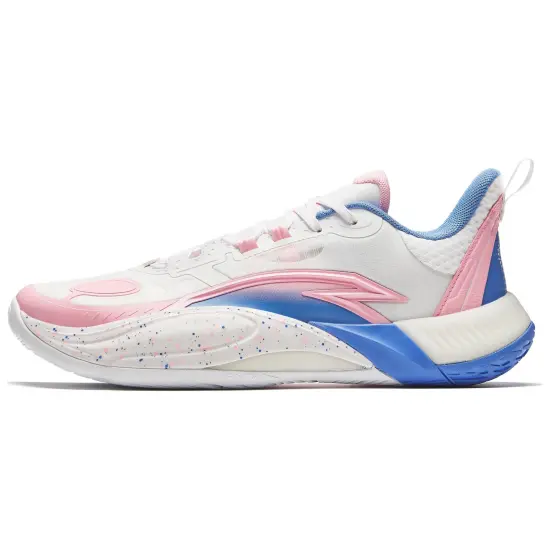 ANTA Bubble Bomb Basketball Shoes Men Low-Top White Pink Blue
