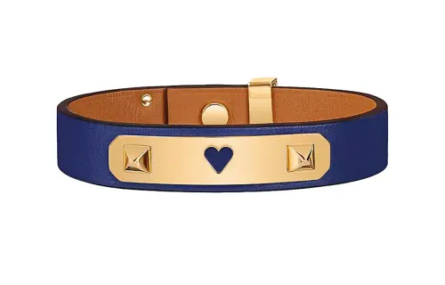 HERMES Calfskin, Gold Plated, Metal Bangles Unisex Blue