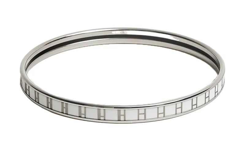 HERMES Enamel, Metal Bangles Unisex Gray