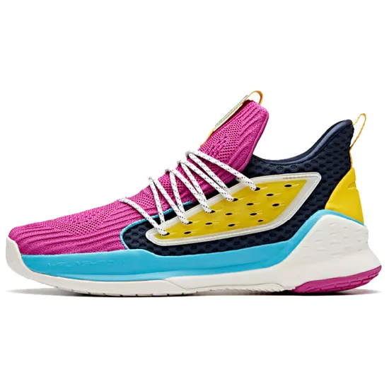 ANTA Water Flower 1 Basketball Shoes Men Mid-Top ANTA Purple/Coastal Blue/Egg Yellow/Ivory White