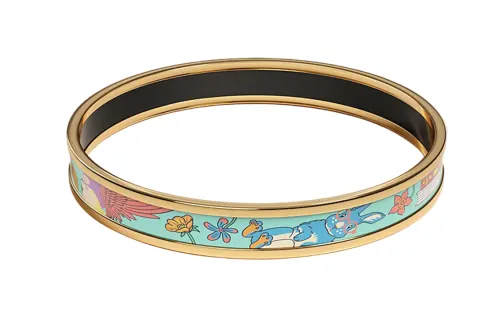 HERMES Gold Plated, Enamel Bangles Women's Gold
