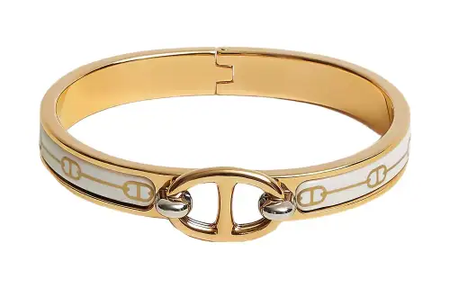 HERMES Farandole Pig Nose Gold Plated Bangles Women's