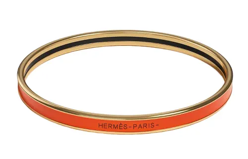 HERMES Uni Enamel Bangles Unisex Orange