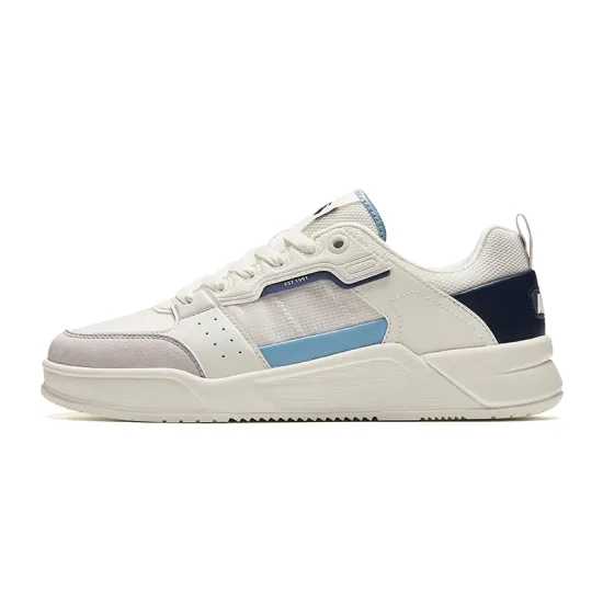 ANTA Rubber Bullet Skateboard Shoes Men Low-Top Ivory White/New Ink Blue/Light Silver Gray
