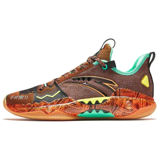 Anta Frenzy 5 Pro  FOCUS Wear Resistant Low Top Basketball Shoes Men's Orange Green