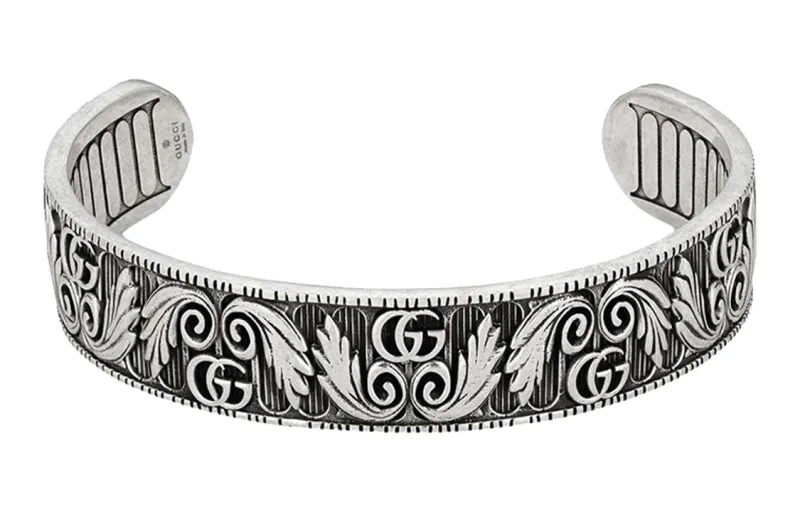 GUCCI GG Sterling Silver Bangles Unisex Silver