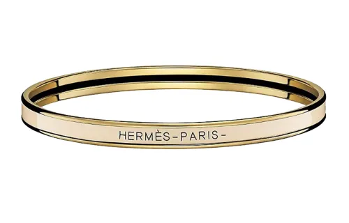 HERMES Uni Enamel Bangles Unisex Beige