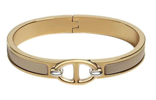 HERMES Mini Clic Chaine D'Ancre Minimalist Fashion Enamel Bangles Women's Milk Tea Gold