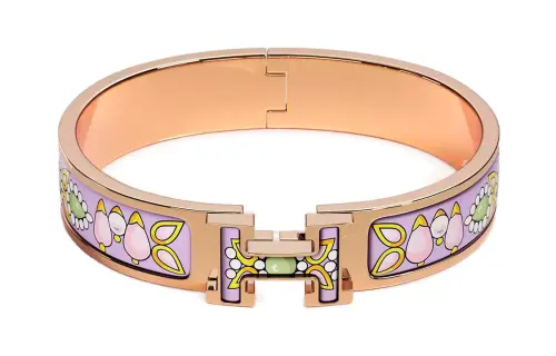 HERMES Clic H Bangles Women's Purple