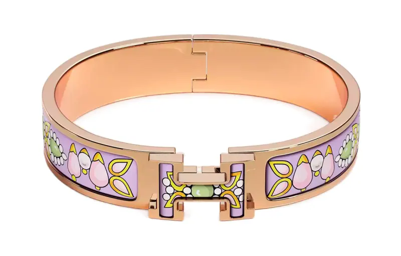 HERMES Clic H Bangles Women's Purple