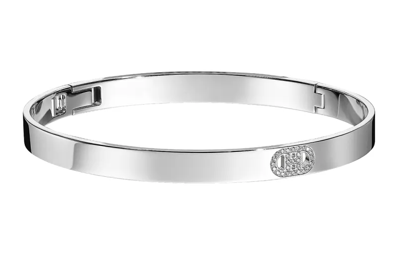 HERMES H D'Ancre Bangles Women's White Gold