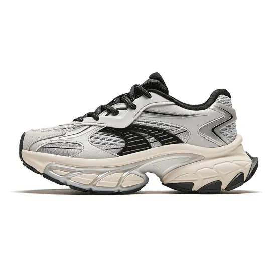 Anta Star Moon Series Cushioning Anti Slip And Wear Resistant Low Top Chunky Sneakers Women's Gray Silver Black