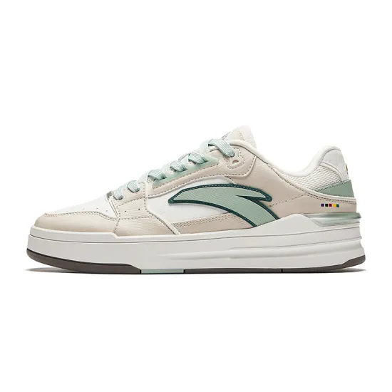 ANTA Street Play Series Skateboard Shoes Men Low-Top White Limestone/Papyrus White/Hydrogen Green