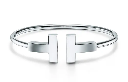 TIFFANY & CO. T 18K White Gold Bangles Women's White Gold