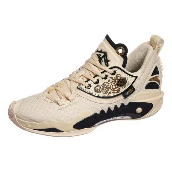 ANTA Shock Wave 5 Basketball Shoes Men Low-Top White Black