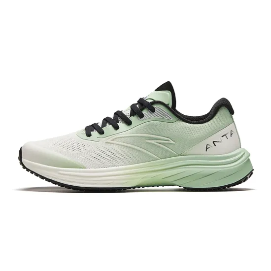 ANTA Road Run Running Shoes Men Low-Top Oxygen Green/Black Ivory White