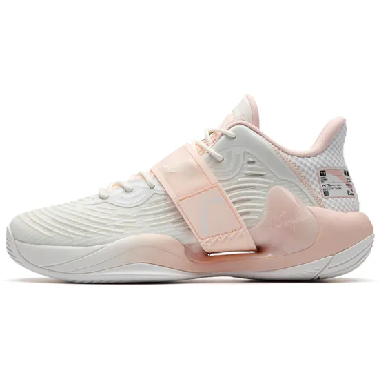 ANTA Water Flower 4 Basketball Shoes Men Low-Top Ivory White/Fluorescent High Light Pink