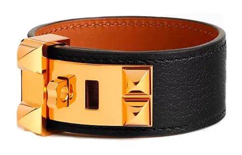 HERMES Goatskin, Gold Plated Bangles Women's Gold