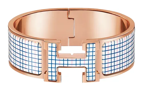 HERMES Clic H Enamel Wide Bangle Women's Fantasy Pink