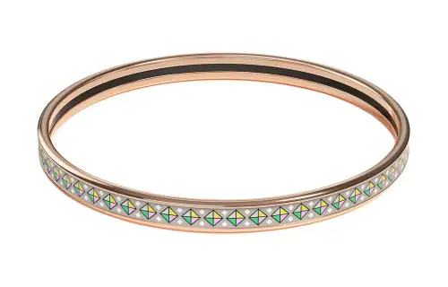 HERMES Printed Pattern Enamel, Rose Gold Tone Plated Bangles Women's Rose Gold