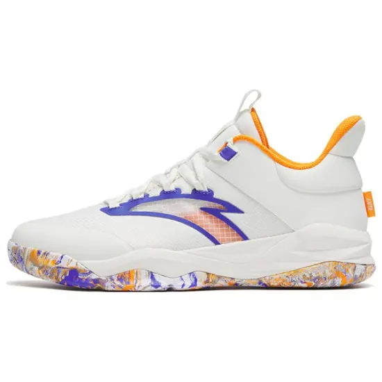 Anta Bastard Lightweight Wear resistant And Non slip Low Top Basketball Shoes White Orange Purple