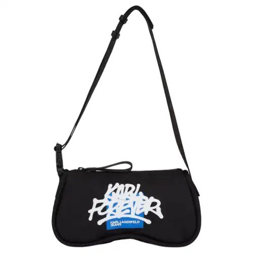 KARL LAGERFELD x CRAPULE2000 joint model brand logo adjustable shoulder strap renewable material polyamide hand-held shoulder bag women's black